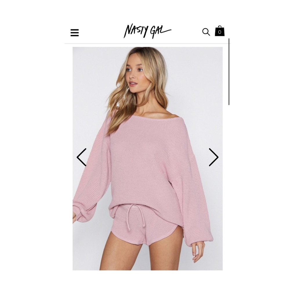 Nasty Gal Knit Happens Short Set- Nude- Large